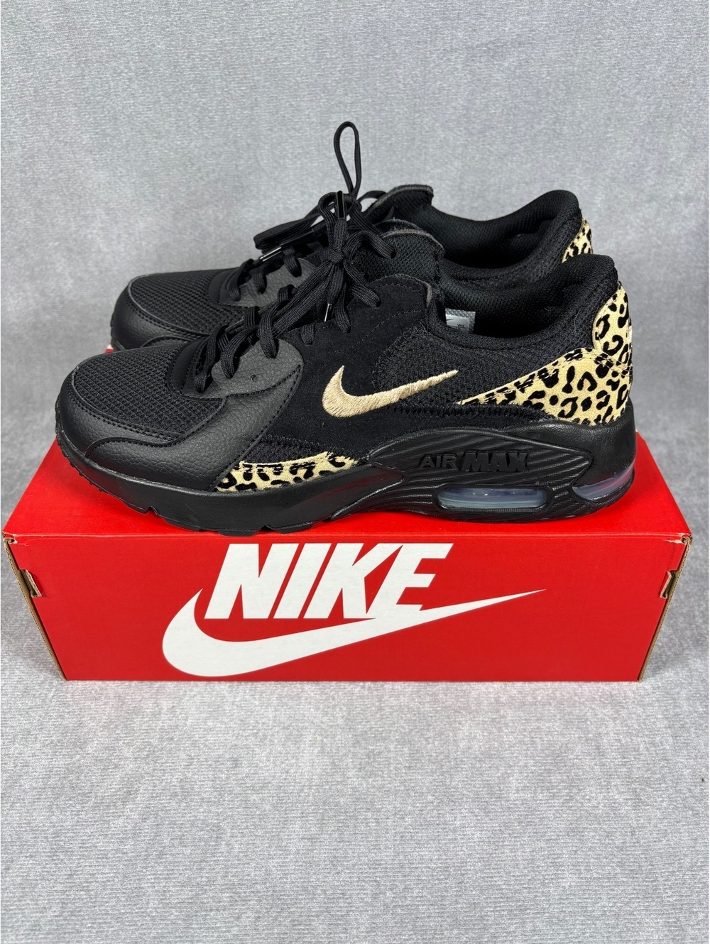 NIB Nike Air Max Excee GPX Black Hemp Leopard Print Sneakers Size 10 IO8734-010